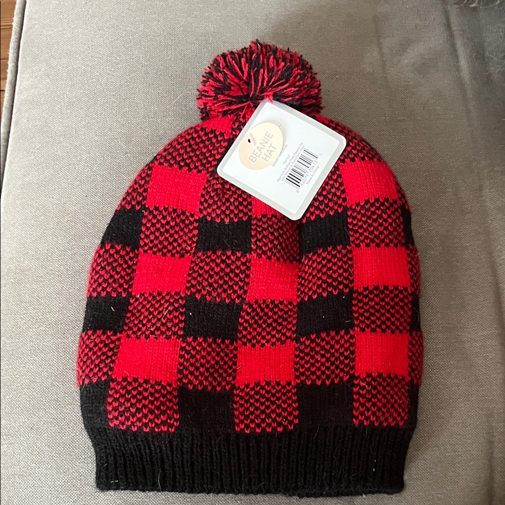 Fashion by Mirabeau Red and Black Checkered Hat. NWT